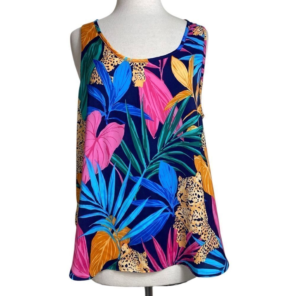 Can Winkle & co L Tropical print tank top in a silky polyester